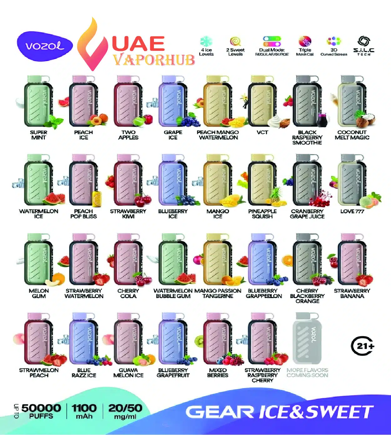 Vozol Gear Ice And Sweet 50000 Puffs Vozol Gear Ice & Sweet 50K Puffs Disposable Vape – Cooler, Sweeter – Make It Yours!