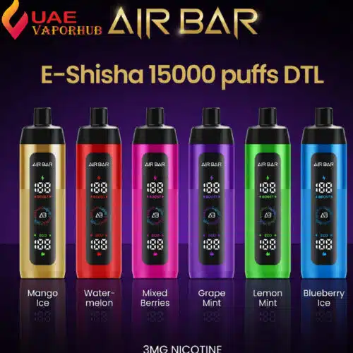 Air Bar E-Shisha 15000 puffs 3MG DTL disposable vape device at UAE Vapor Hub
