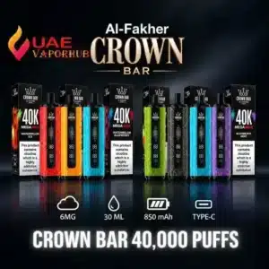 Al Fakher Crown Bar Mega Max 40000 Puffs Disposable Vape at UAE Vapor Hub
