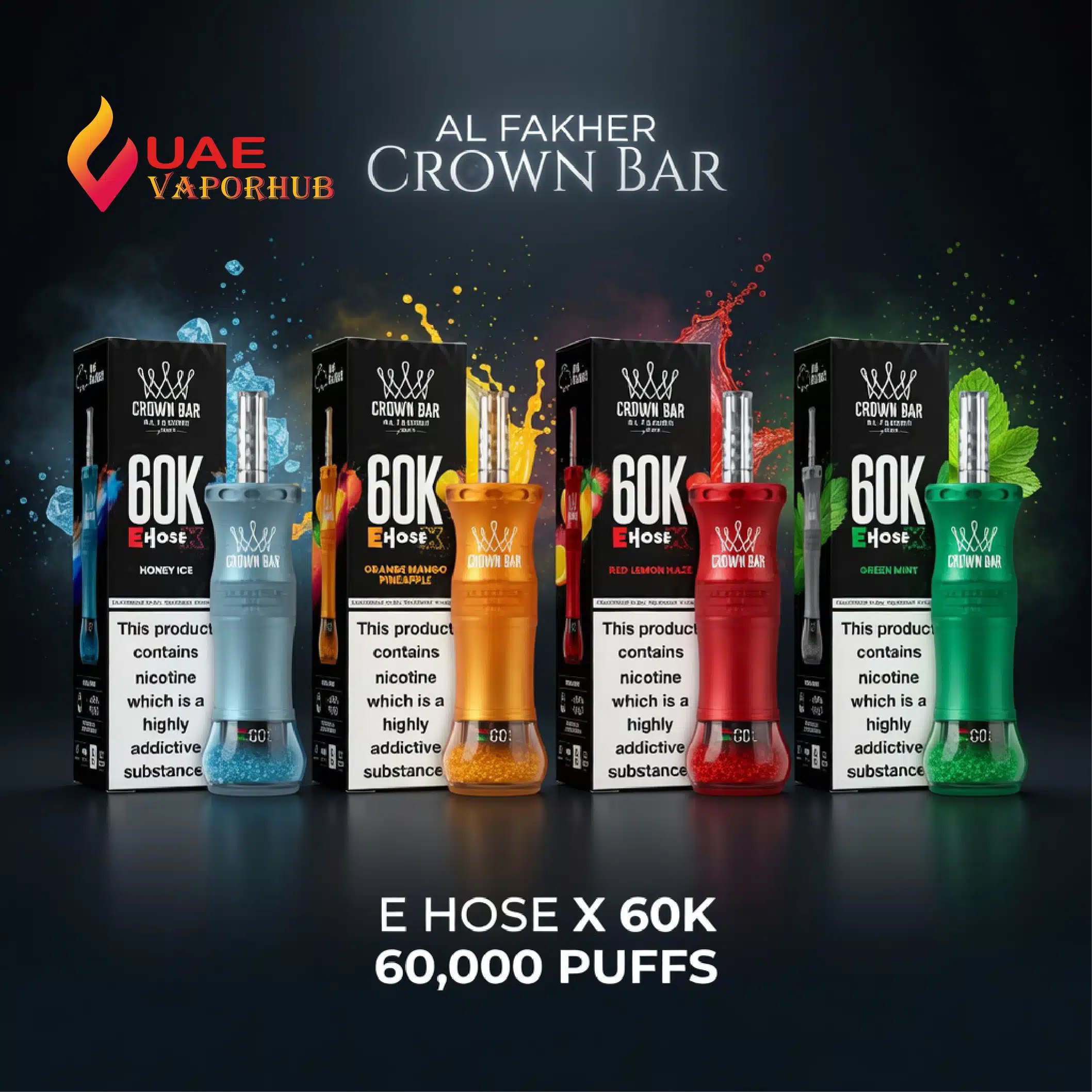AlFakher crown bar 60000 Puffs Al Fakher Crown Bar 60000 Puffs Disposable Vape – E Hose X Hookah Edition at UAE Vapor Hub