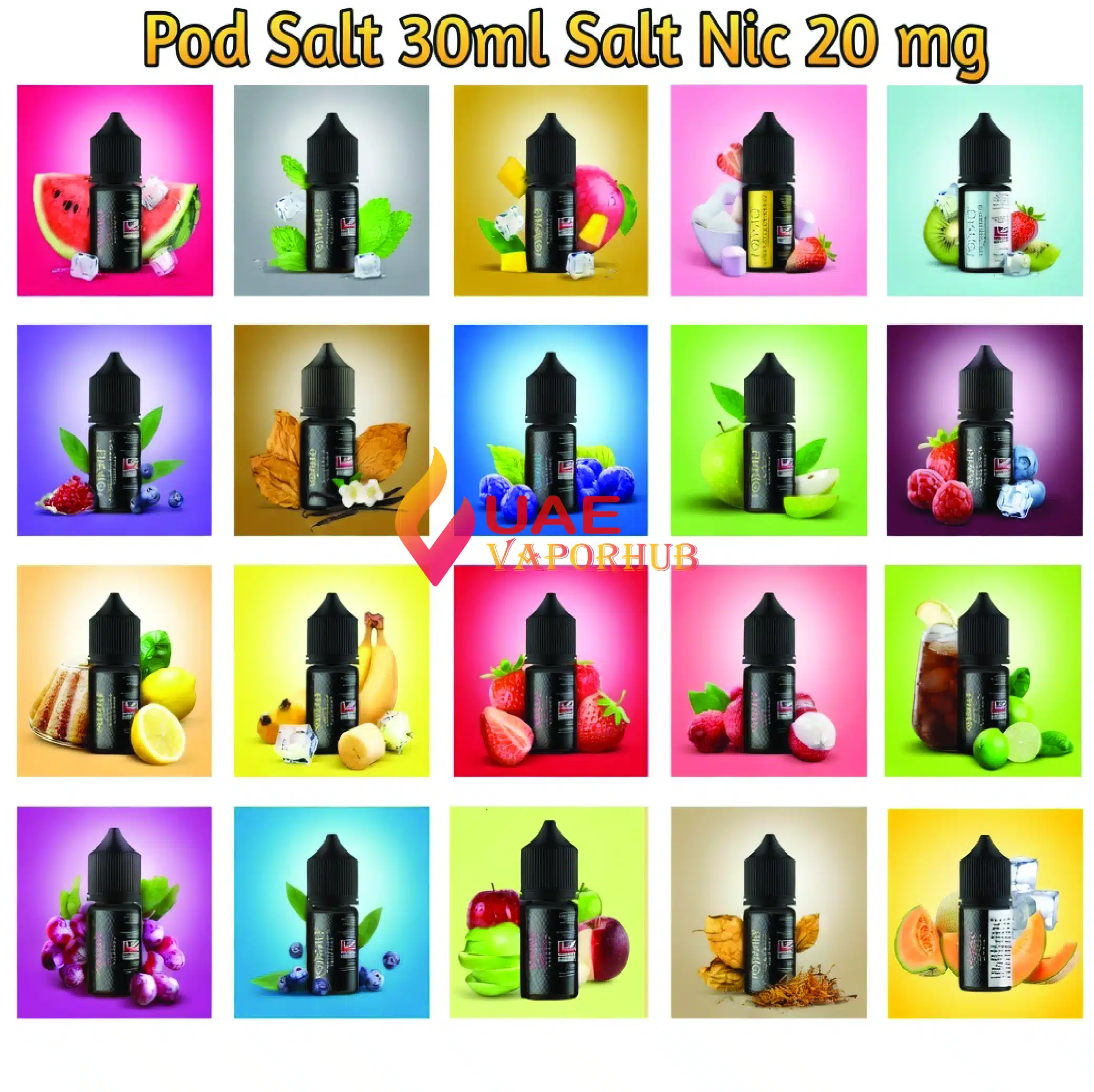 Pod Salt 30 ml 20 mg e-liquid at UAE Vapor Hub Pod Salt 30ml Salt Nic 20mg vape Juice in UAE