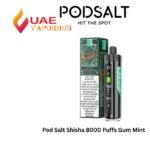 Pod Salt Shisha 8000 Puffs 3mg Disposable Vape Gum Mint Flavor in Dubai