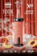 Sultan Xtra Shisha 100,000 Puffs 2mg Disposable Vape Peach Ice