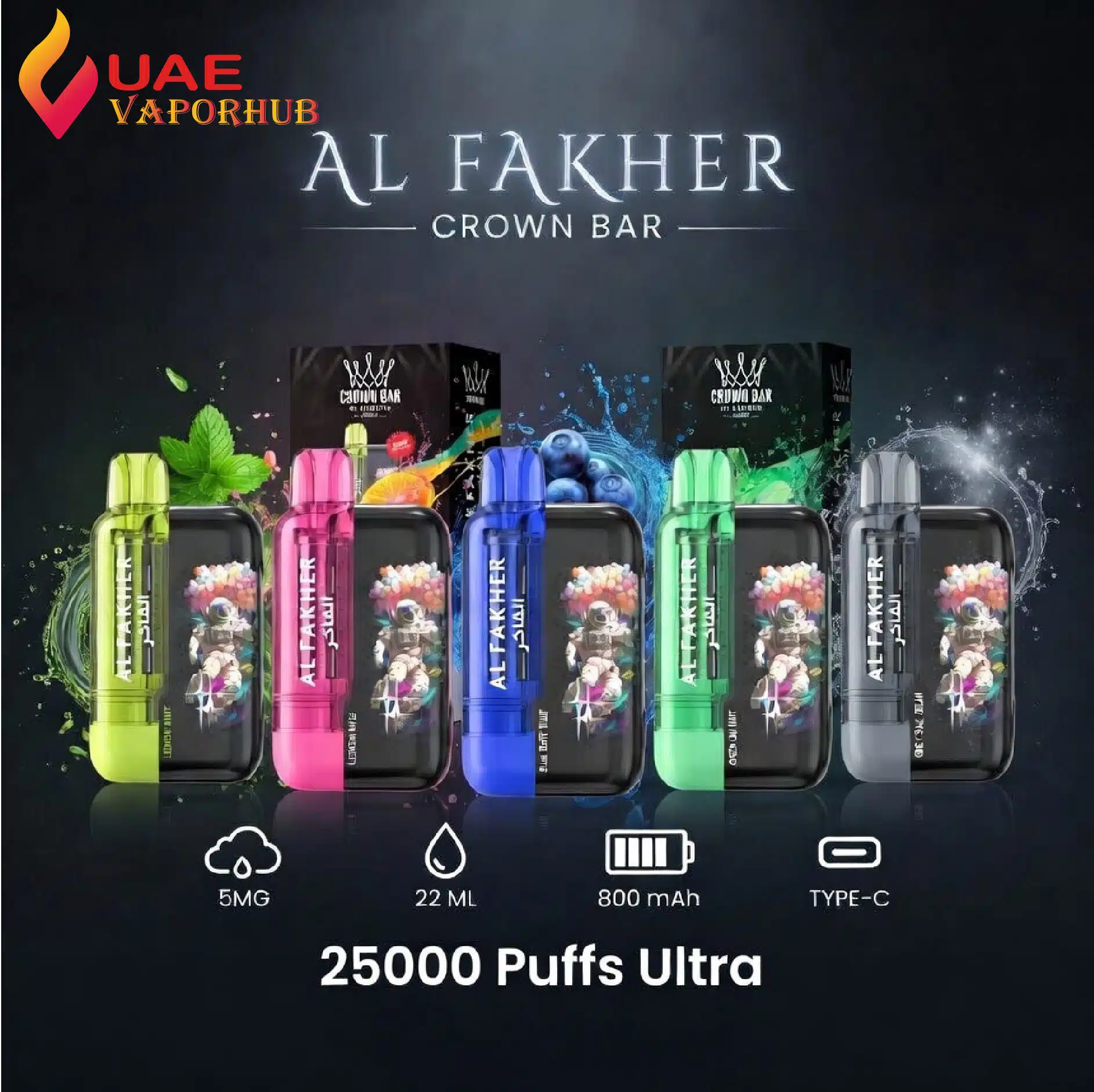 alfakher 25000 Puffs Al Fakher Crown Bar 25000 Puffs 50mg Ultra Disposable Vape