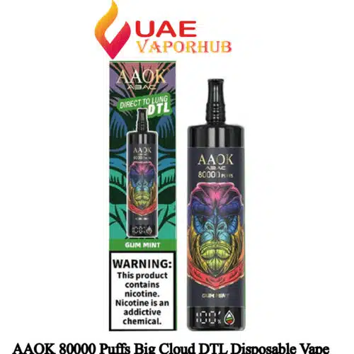 AAOK 80000 Puffs Big Cloud DTL Disposable Vape Price in UAE.