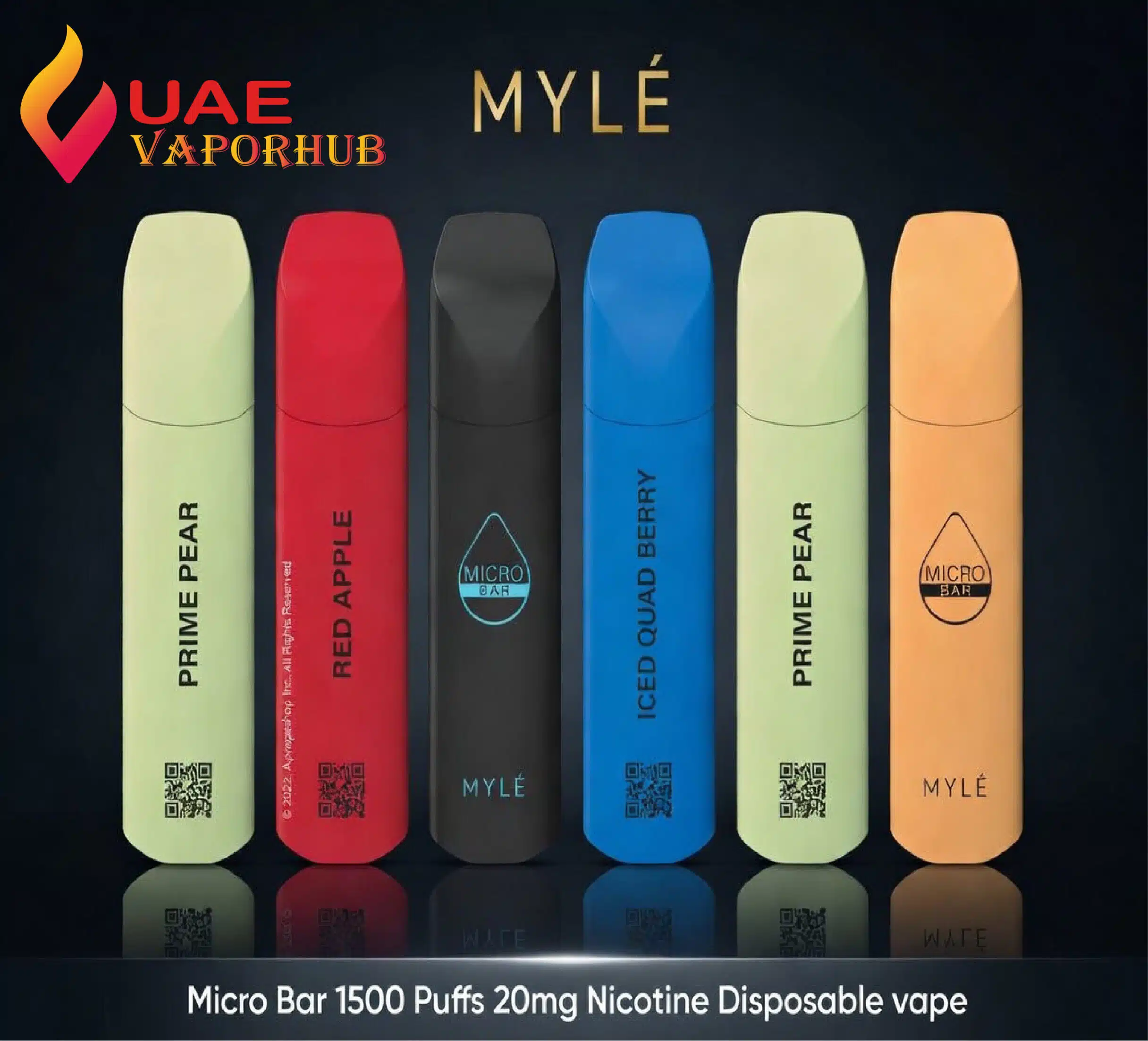 Myle Micro Bar Disposable vape Myle Micro Bar 1500 Puffs 20mg Disposable Vape at UAE Vapor Hub