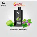 Silvaper 24000 Puffs 20mg nicotine Disposable Vape Lemon Mint Bubblegum at UAE Vapor Hub