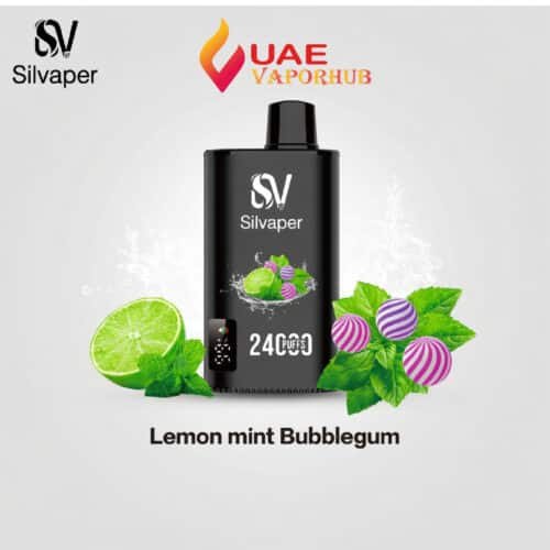 Silvaper 24000 Puffs 20mg nicotine Disposable Vape Lemon Mint Bubblegum at UAE Vapor Hub
