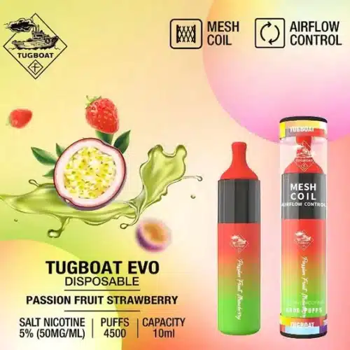 Tugboat EVO 4500 Puffs 50mg Nicotine Disposable Vape Passion Fruit