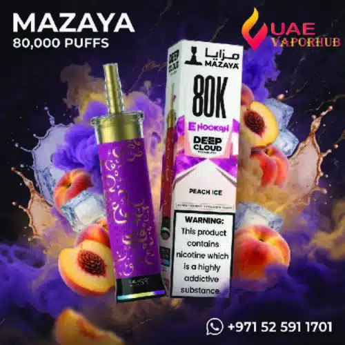 Mazaya Ehookah Deep Cloud 80000 Puffs Peach Ice Disposable Vape in UAE