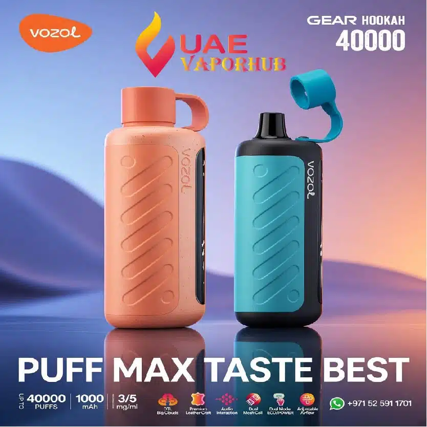 Buy Vozol gear hookah 40000 puffs disposable vape in UAE VOZOL Gear Hookah 40000 Puffs disposable vape device with smart screen display Device