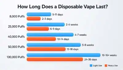 How Long Does a Disposable Vape Last? 1 How long a disposable vape lasts based on puff count and daily usage