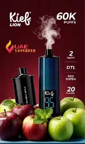 Buy Kief Lion 60K puffs Double Apple Pod System Disposable in UAE Kief Lion 60K puffs Double Apple Pod System Disposable